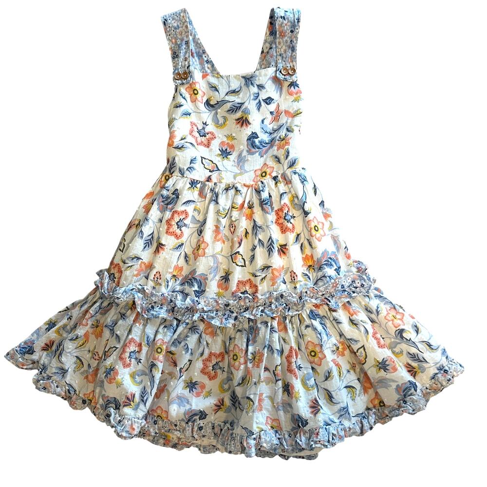 Tahari Floral Tiered Sleeveless Dress Girls Size 4 Years Ruffled Boho Party - Picture 2 of 7
